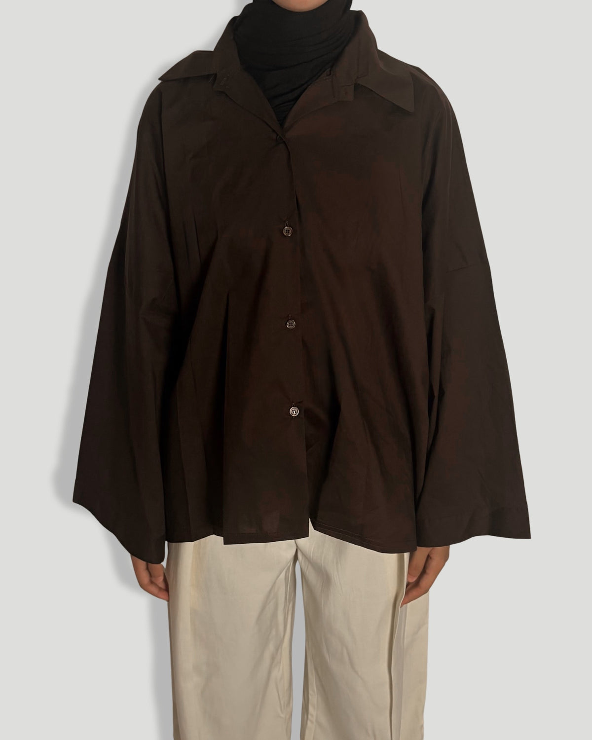 CHEMISE OVERSIZE MARRON
